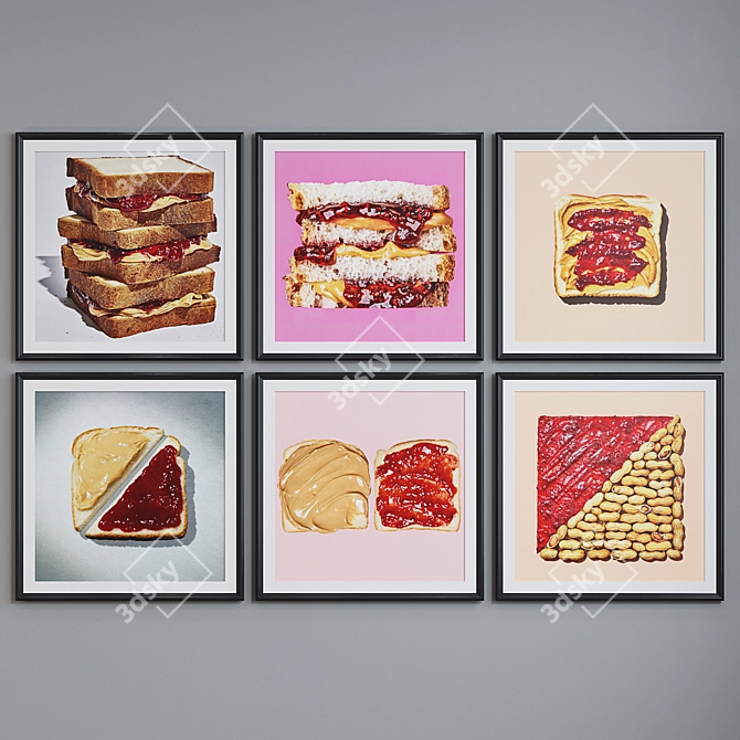 Modern Sandwich Picture Frame Set 3D model image 4