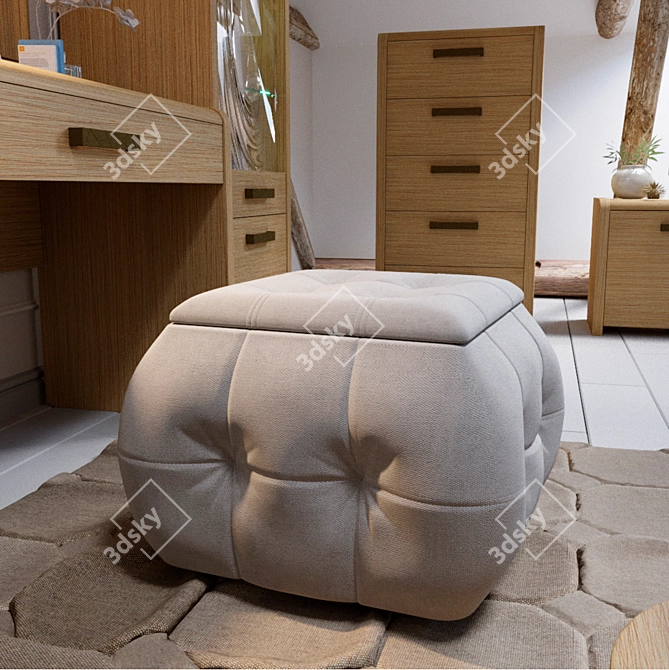 ADEL Multifunctional Pouf: Stylish, Versatile, and Inviting 3D model image 5