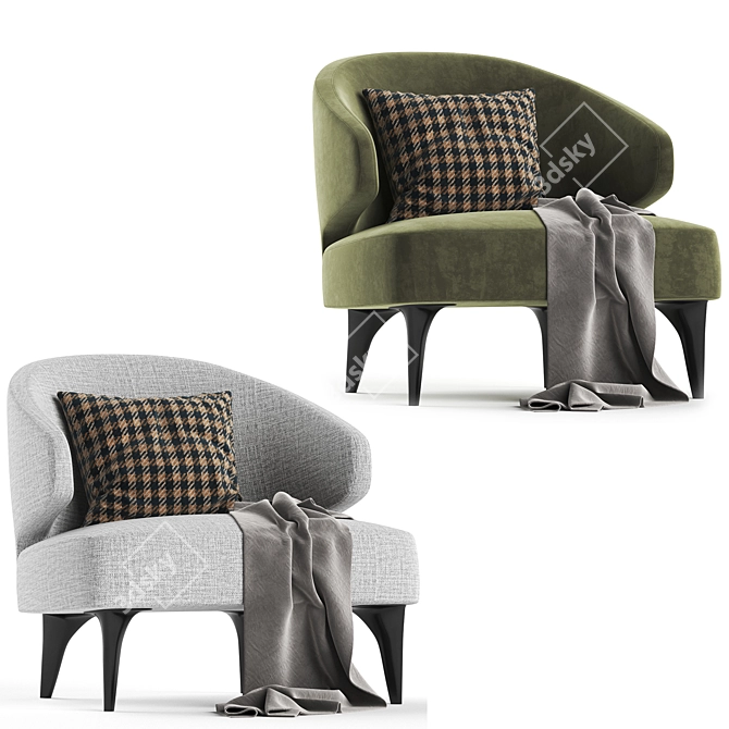 Elegant Aston Minotti Armchair 3D model image 2