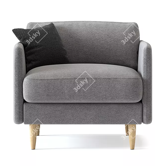 Modern Scandinavian Lille Armchair 3D model image 2