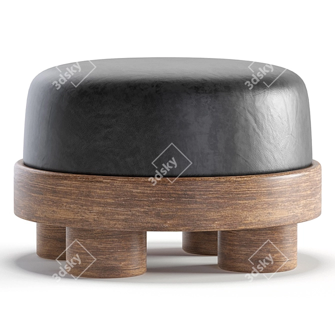 Luxurious Nomad Pouf: Velvet & Leather 3D model image 4