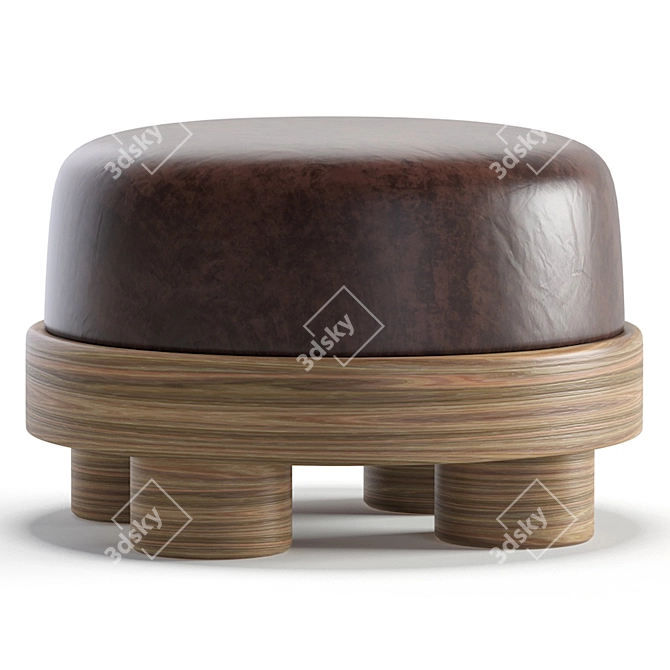 Luxurious Nomad Pouf: Velvet & Leather 3D model image 5