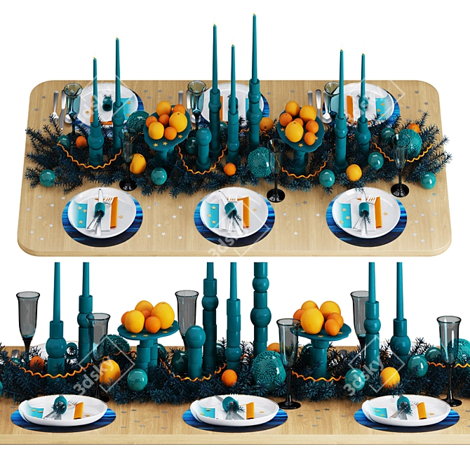 Festive Table Decor Set 3D model image 1