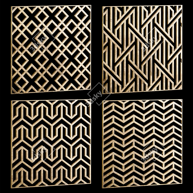 Decorative Square Panel Set 3D model image 1