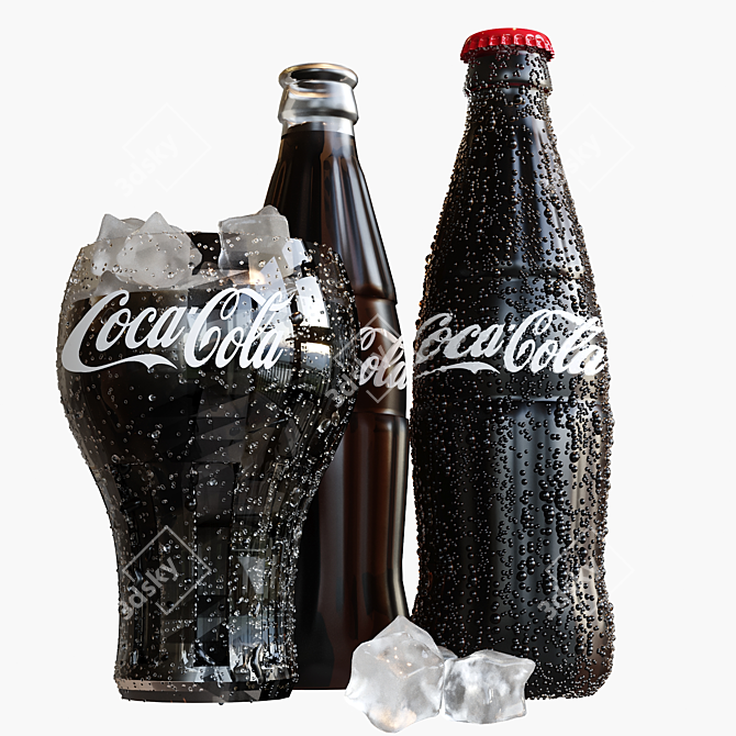 Refreshing Coca Cola and Ice 3D model image 1