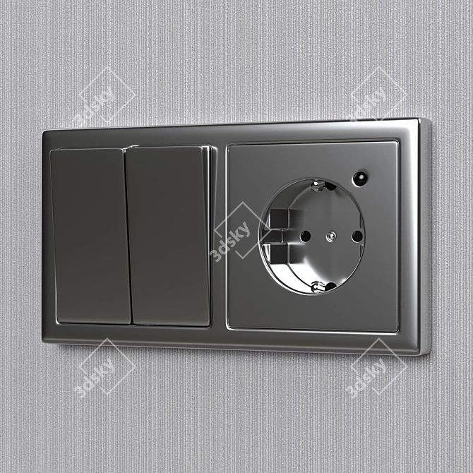 Sleek Stainless Steel Switches 3D model image 3