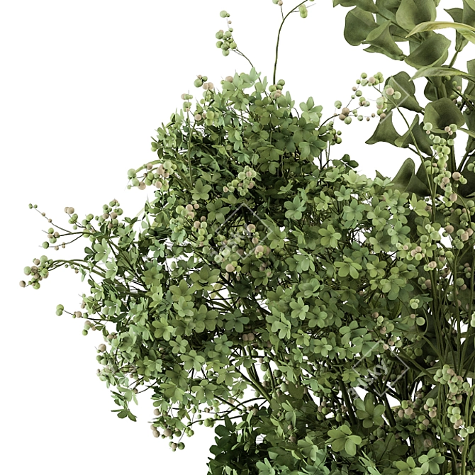 Golden Branch Bouquet: Elegance in Green 3D model image 2