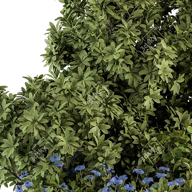 Blue Blooms Bush Set - 53 Varieties 3D model image 2