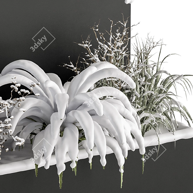 Snowy Outdoor Plant Box Set 3D model image 4