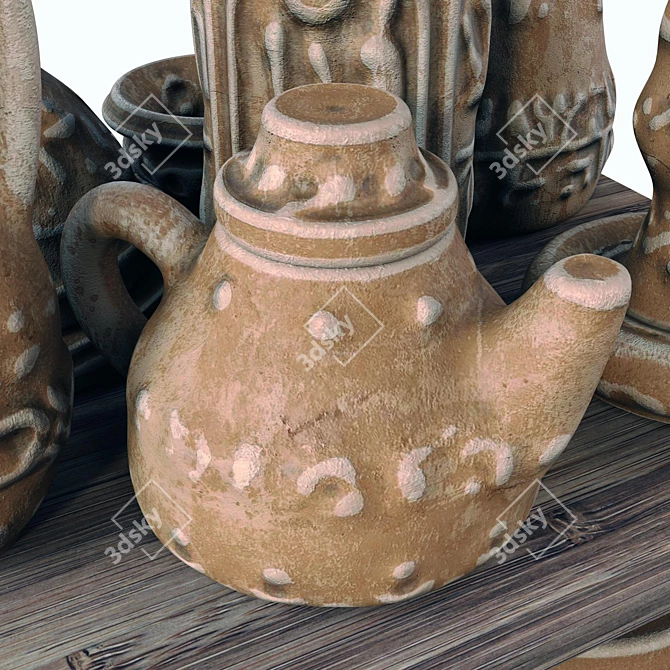 Clay Dishware Set: High-Resolution Textures, Multiple Materials & Software Compatibility 3D model image 5