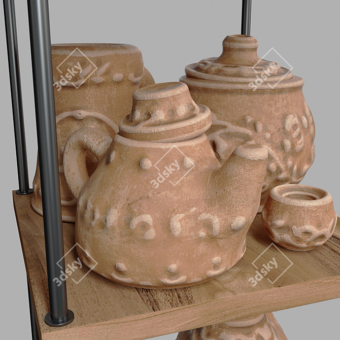 Clay Dishware Set: High-Resolution Textures, Multiple Materials & Software Compatibility 3D model image 9