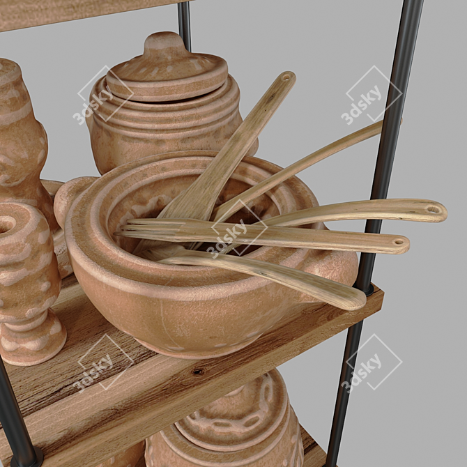 Clay Dishware Set: High-Resolution Textures, Multiple Materials & Software Compatibility 3D model image 12