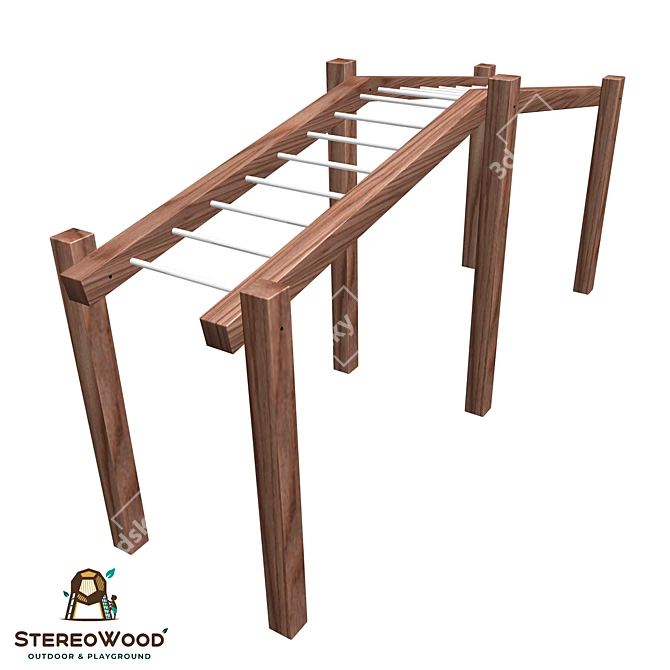 Playful Wood & Steel Climber 3D model image 1