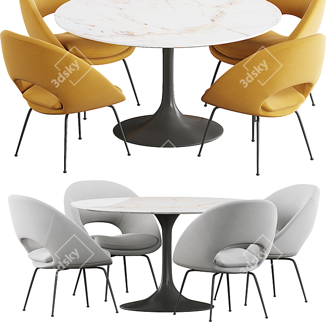 Modern West Elm Orb Dining Table 3D model image 1