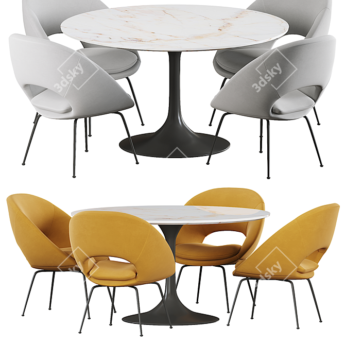 Modern West Elm Orb Dining Table 3D model image 2