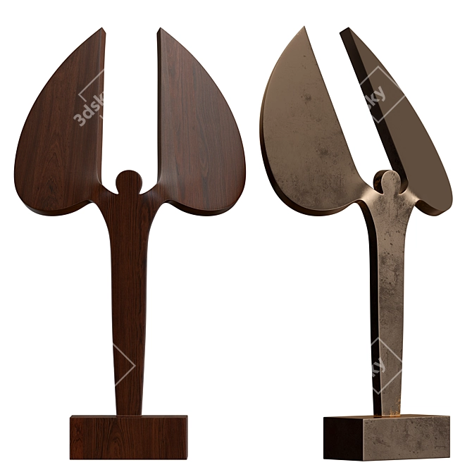 Artistic Metal and Wood Decor Sculpture 3D model image 2