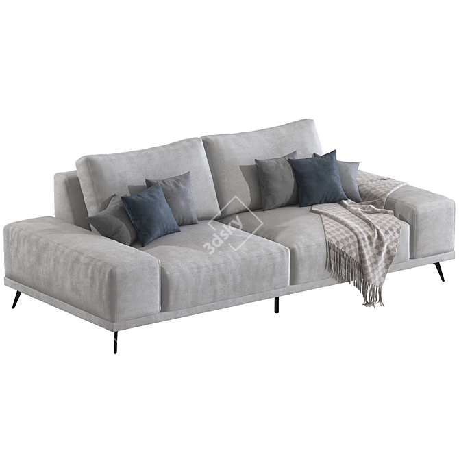 Rona Textile Cream Sofa 3D model image 2