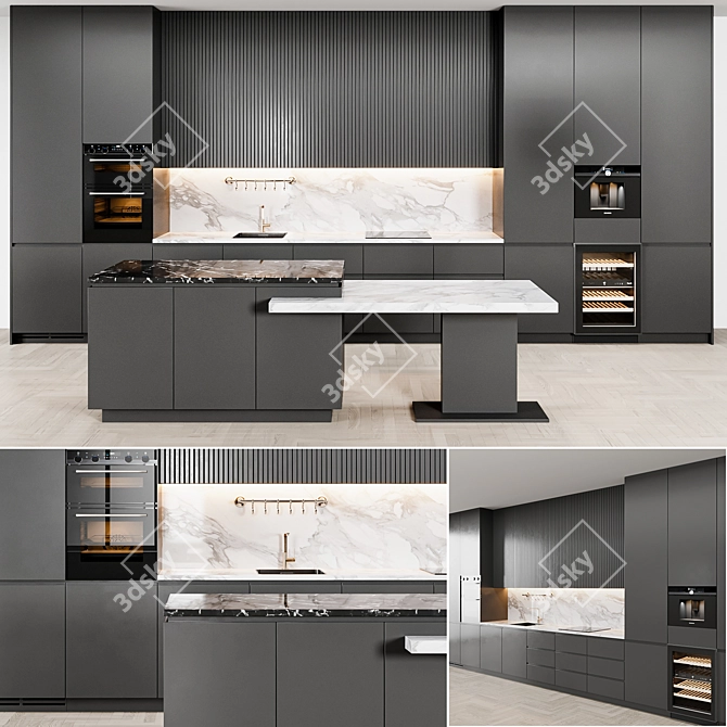 Modern Kitchen: Easy Edit & Color Change 3D model image 1