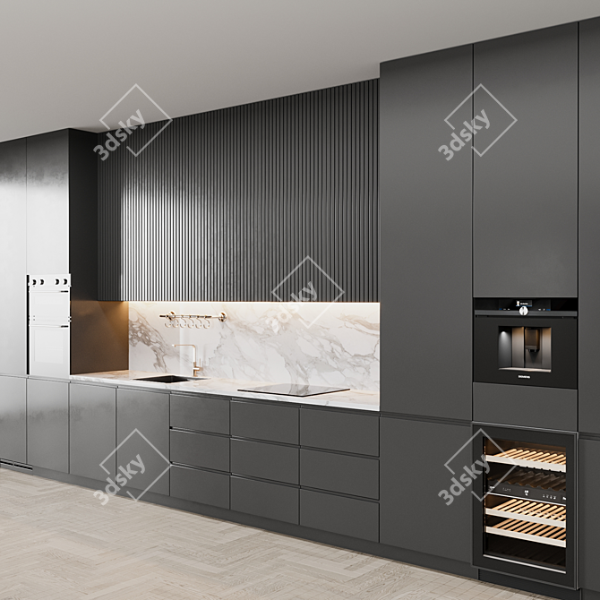 Modern Kitchen: Easy Edit & Color Change 3D model image 8