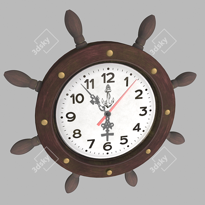 Nautical Rudder Watch: Stylish Maritime Timepiece 3D model image 1