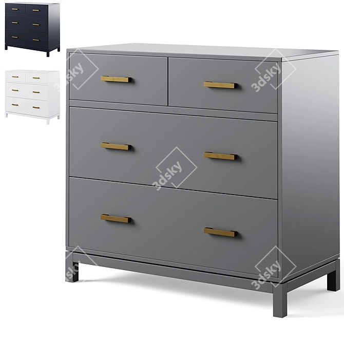 Kids Parke 4-Drawer Chest in Charcoal, Navy Blue, or White 3D model image 1