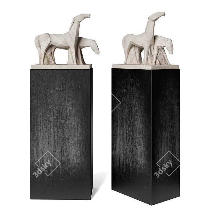 Sleek Equine Minimal Sculpture 3D model image 1