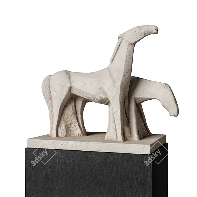 Sleek Equine Minimal Sculpture 3D model image 2