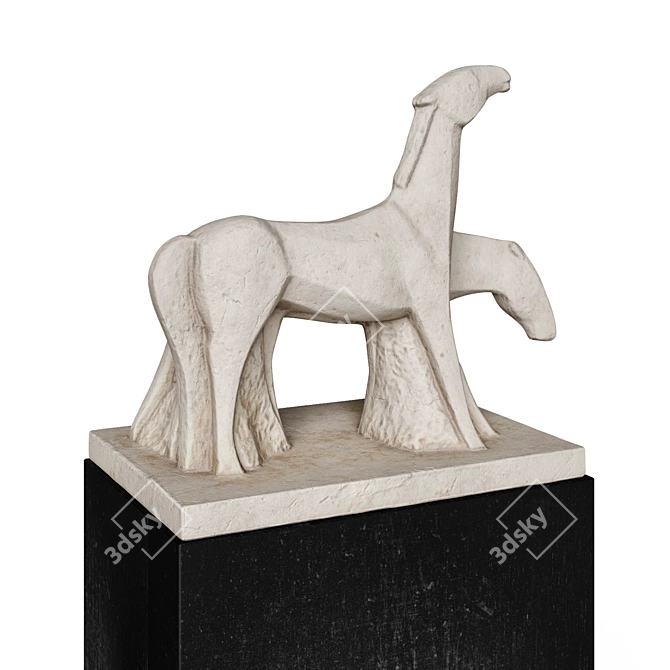 Sleek Equine Minimal Sculpture 3D model image 4