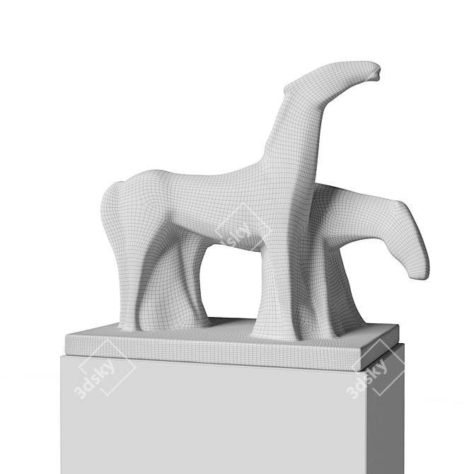 Sleek Equine Minimal Sculpture 3D model image 5