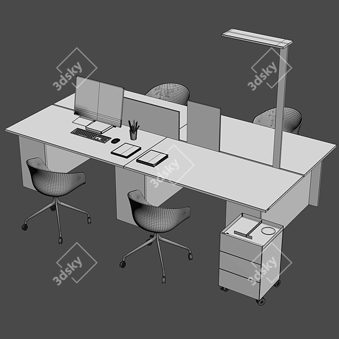 Gumpo Corona 7+ Office Table Set 3D model image 3