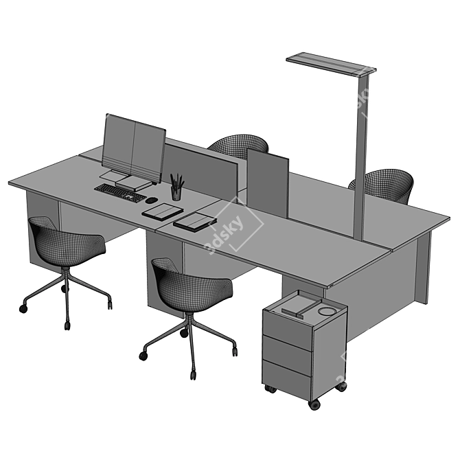 Gumpo Corona 7+ Office Table Set 3D model image 4