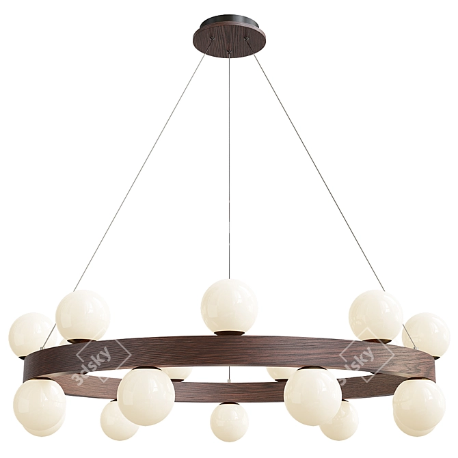 Elegant Wood Chandelier for Dining Room 3D model image 1