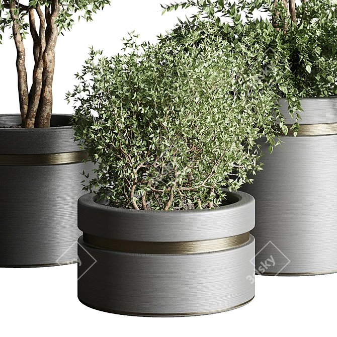 Metal Vase Collection: Tree Pots & Shrubs 3D model image 1