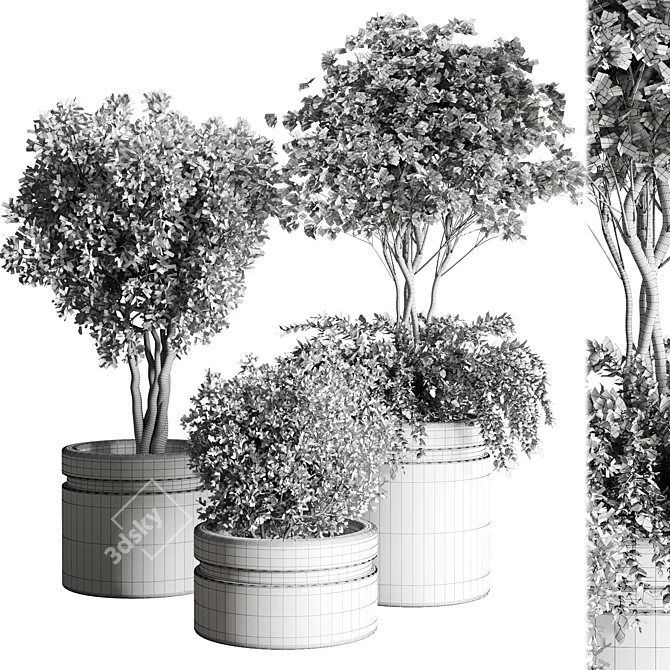 Metal Vase Collection: Tree Pots & Shrubs 3D model image 2