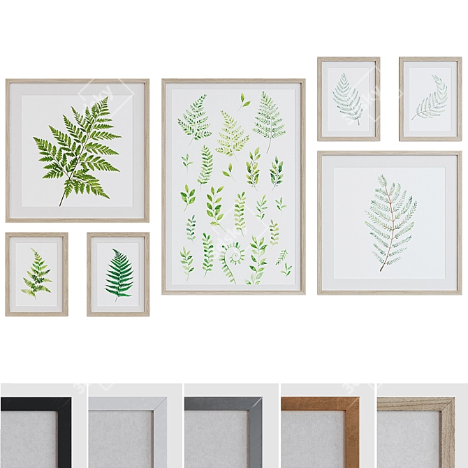 Title: Modern Leafy Picture Frame Set 3D model image 1