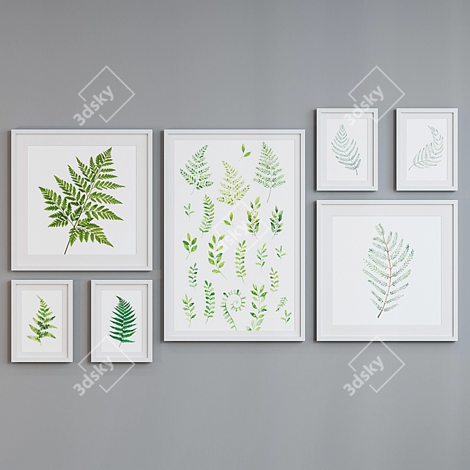 Title: Modern Leafy Picture Frame Set 3D model image 2