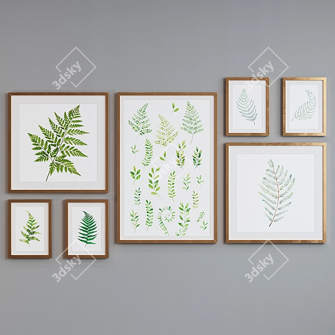 Title: Modern Leafy Picture Frame Set 3D model image 5