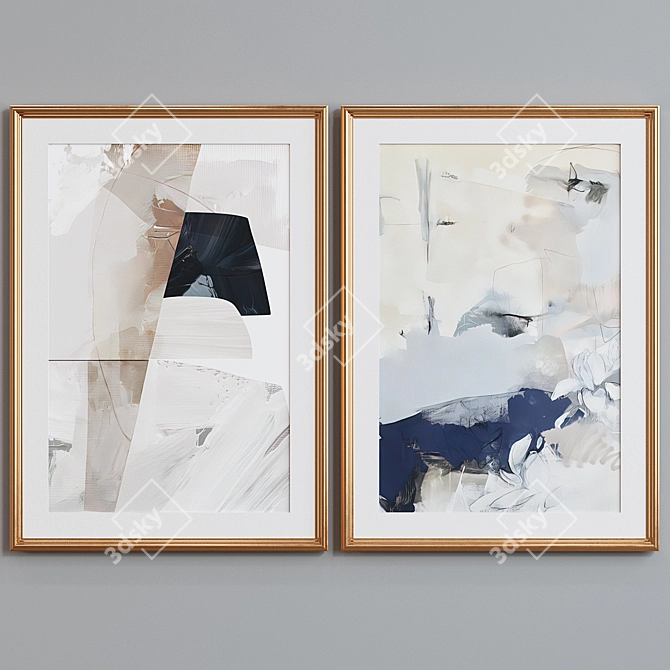 Modern Abstract Picture Frame Set 3D model image 4