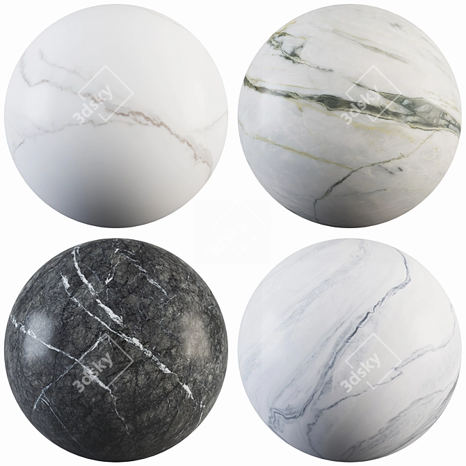 Luxury Marble Collection: Bella White, Calacata Emerald, Marquina Gray, Cool White. 3D model image 1