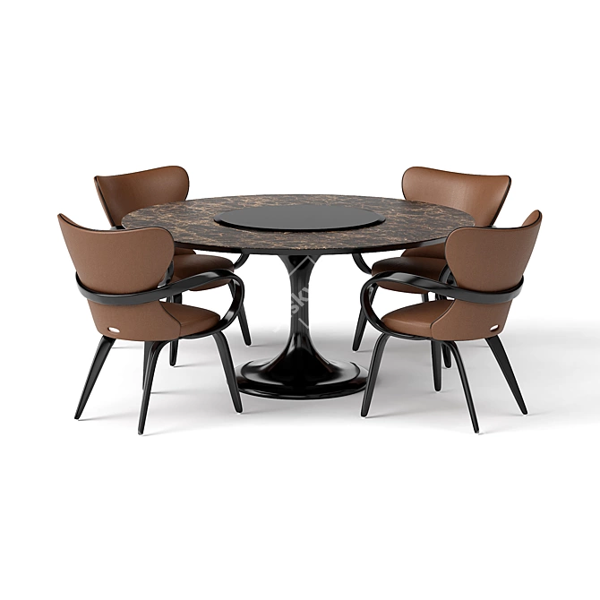 Apriori T 160 Marble Brown Dining Set 3D model image 6