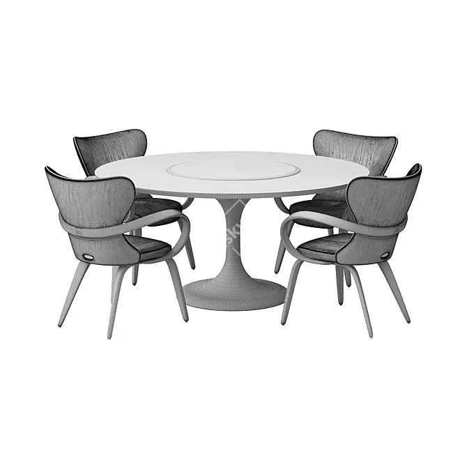 Apriori T 160 Marble Brown Dining Set 3D model image 8