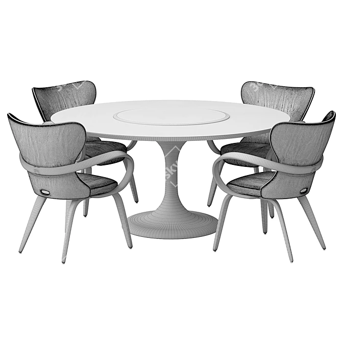 Apriori T 160 Marble Brown Dining Set 3D model image 4