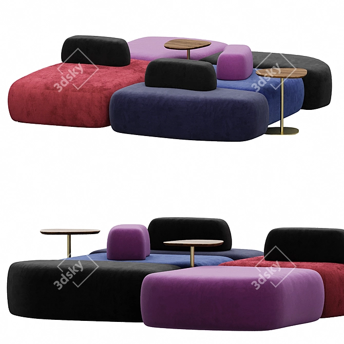 Elegant Pebble Sofa Set 3D model image 1