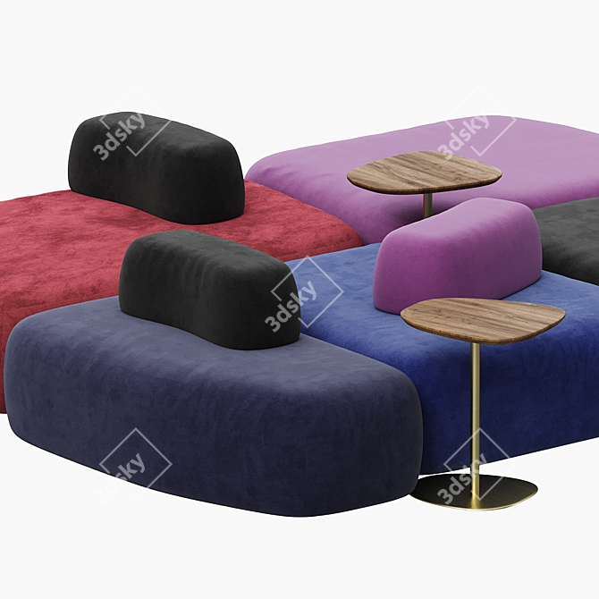 Elegant Pebble Sofa Set 3D model image 2
