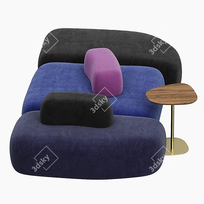 Elegant Pebble Sofa Set 3D model image 3