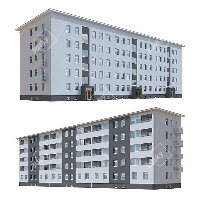 Modular Multi-Storey Apartment: Flexible Design 3D model image 1