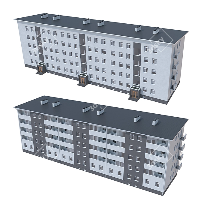 Modular Multi-Storey Apartment: Flexible Design 3D model image 2