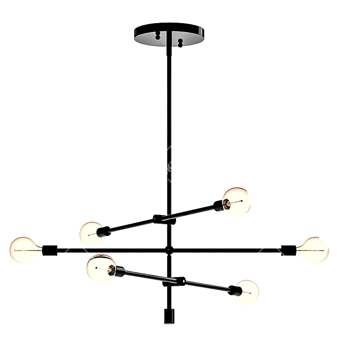 Modern Geometric Chandelier with 6 Sputnik Shades 3D model image 2