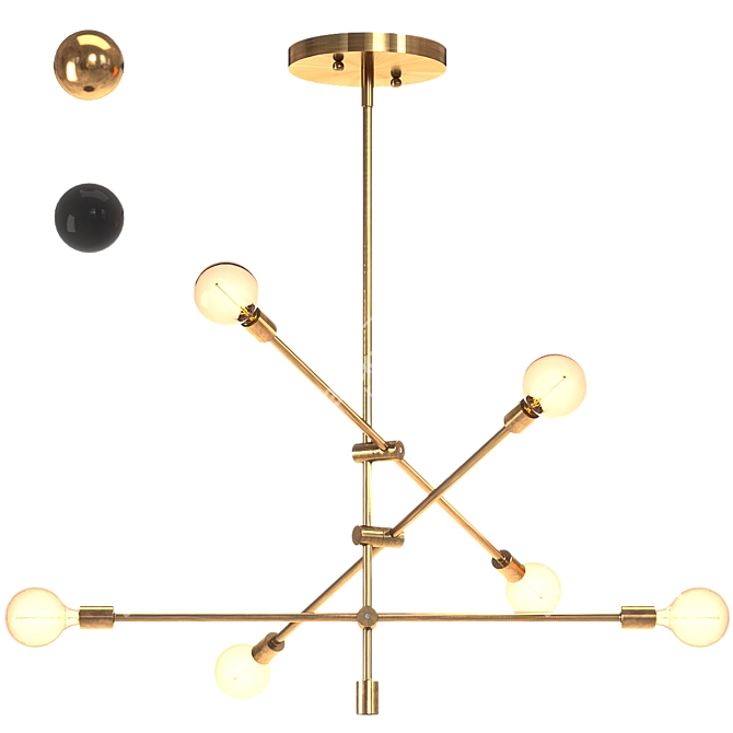 Modern Geometric Chandelier with 6 Sputnik Shades 3D model image 4