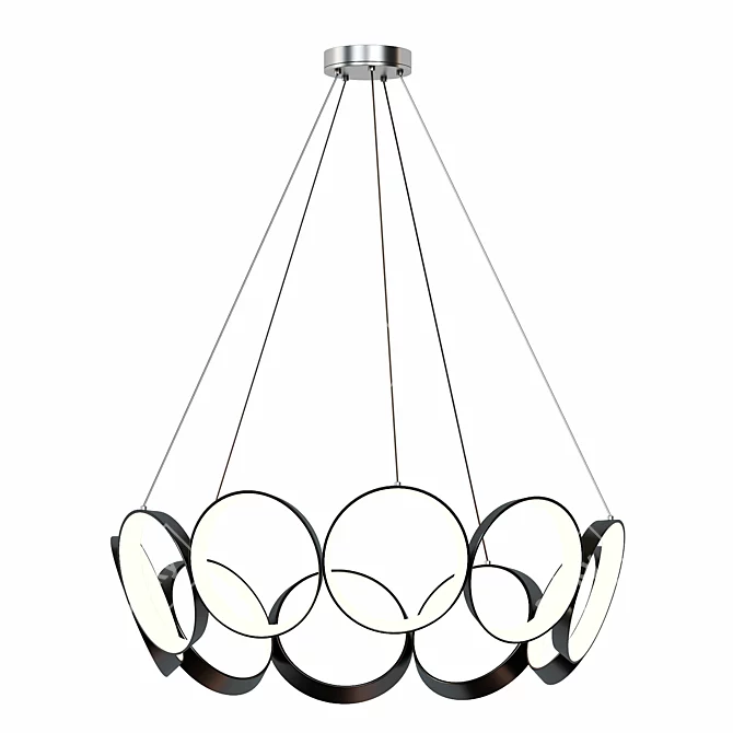 Modern Round LED Pendant Chandelier 3D model image 2